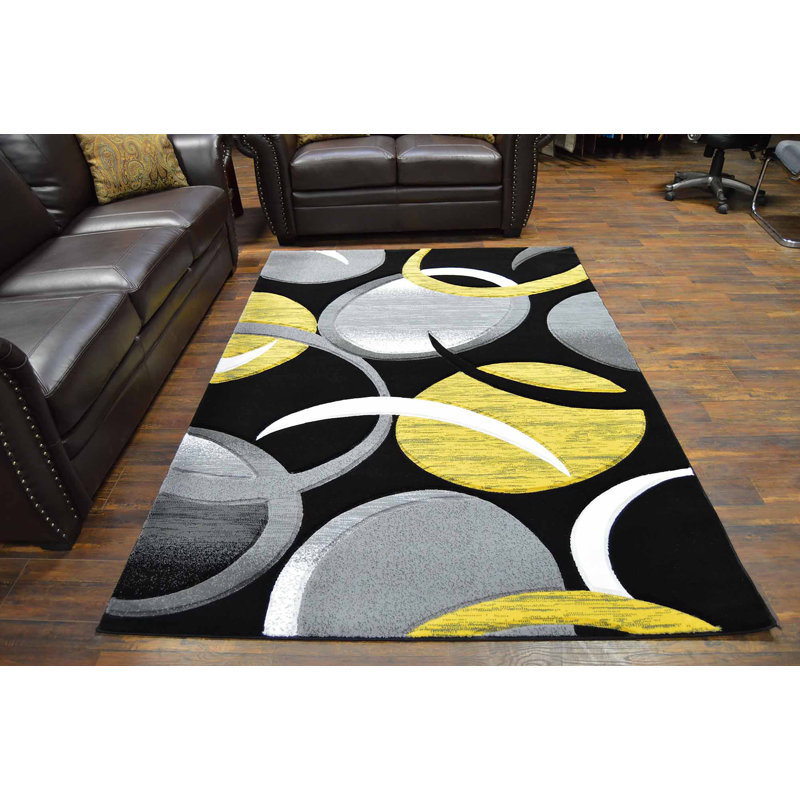 Ivy Bronx Mccampbell 3D Abstract Yellow/Black Area Rug | Wayfair.ca